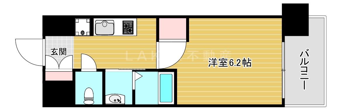 エステムコート難波VIIビヨンド(1K/6階)の間取り写真