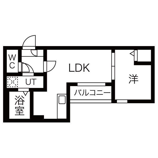 メイクスR高畑(1LDK/3階)の間取り写真