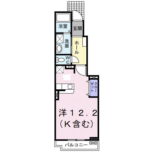プルート稲月(ワンルーム/1階)の間取り写真
