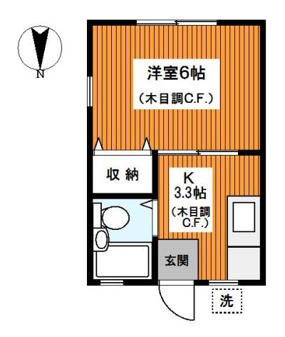 サンライズ東寺尾III(1K/1階)の間取り写真