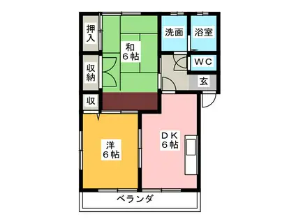 ユアーズF(2DK/2階)の間取り写真