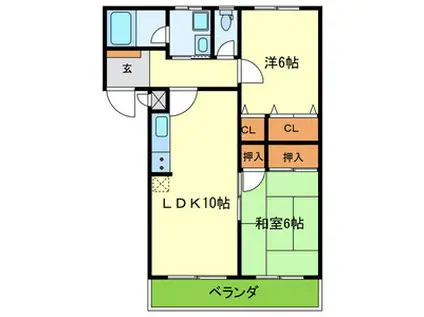 グランパディエ(2LDK/1階)の間取り写真