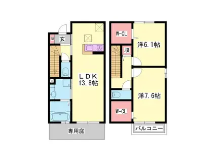 ライフメゾン(2LDK/1階)の間取り写真