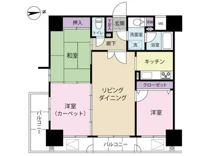 ロマネスク六ツ門(3LDK/4階)の間取り写真