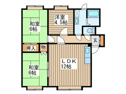 第3月寒台ハイツ(3LDK/2階)の間取り写真
