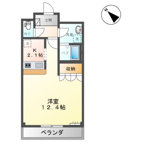 コスモスイート(1K/2階)の間取り写真