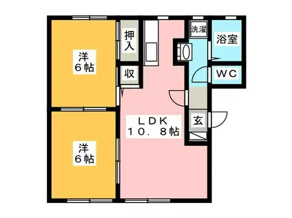 WHITE WOOD AB(2LDK/1階)の間取り写真