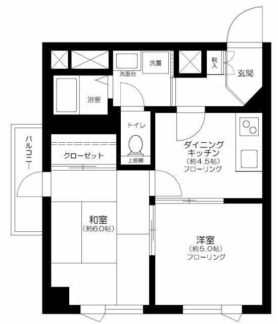 グランドゥール祐天寺(2DK/1階)の間取り写真