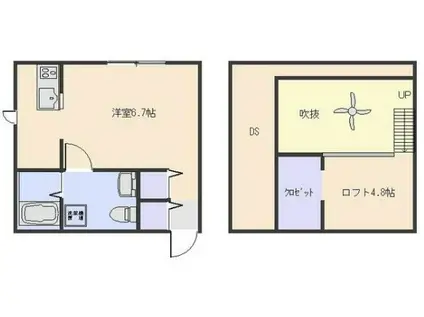 プリマガーデンフィオーレII(ワンルーム/2階)の間取り写真