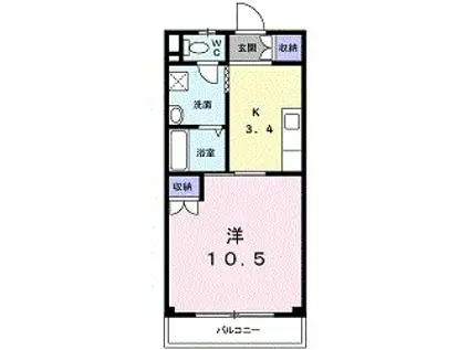 ヴィラグレイスII(1K/2階)の間取り写真