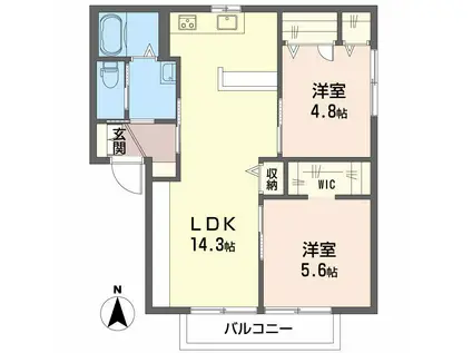 リヴィエール C棟(2LDK/2階)の間取り写真