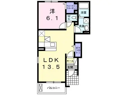アルドール・ジョージュ(1LDK/1階)の間取り写真