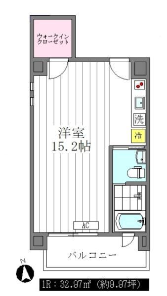 ベルファース駒場(ワンルーム/6階)の間取り写真
