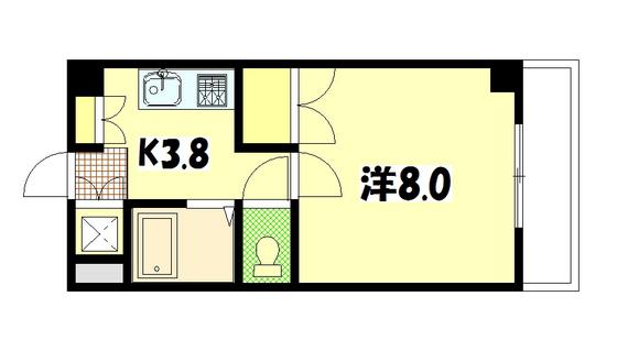 ハーシオンフルタIII(1K/2階)の間取り写真