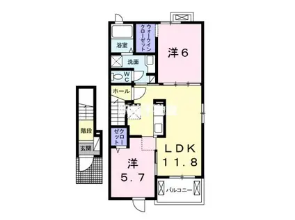 ハピネス・ベルA(2LDK/2階)の間取り写真