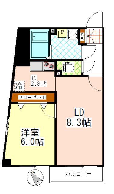 LUCK FIELD(1LDK/6階)の間取り写真
