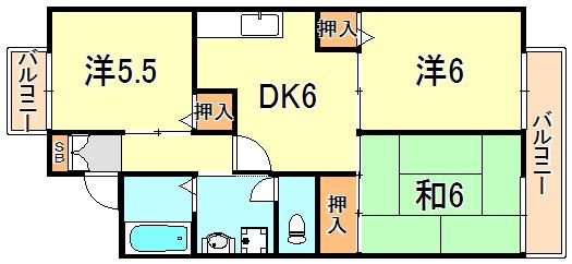 ベルコリーヌ(3DK/2階)の間取り写真