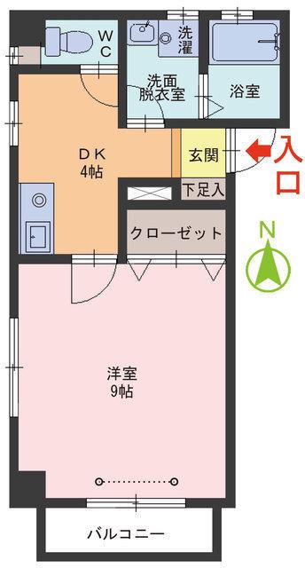 ボヌール花堂(1DK/3階)の間取り写真