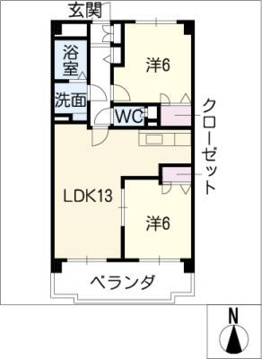 VINTAGECOURT紫陽花(2LDK/1階)の間取り写真