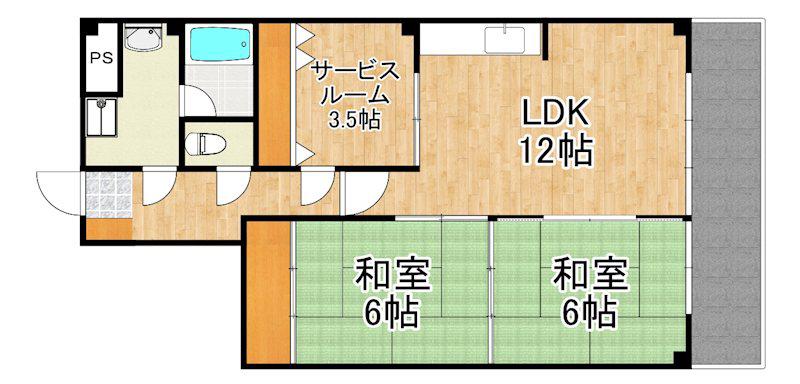 トーカンマンション国分(2SLDK/2階)の間取り写真