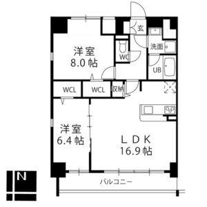 プレスティ則武(2LDK/9階)の間取り写真