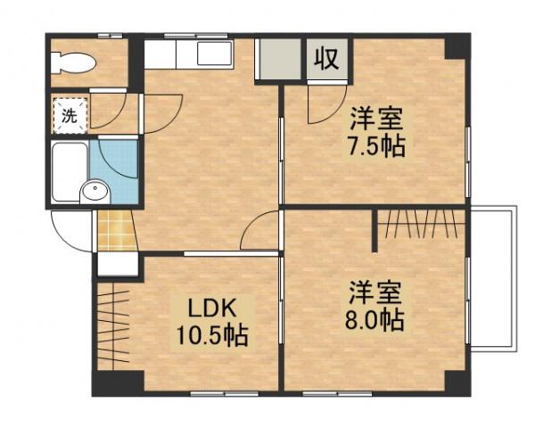 千柄ビル(2LDK/1階)の間取り写真