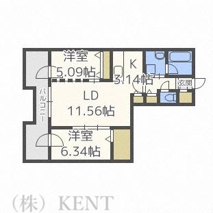 レジデンス N517(2LDK/5階)の間取り写真