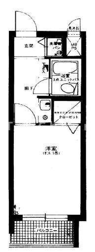 ライオンズマンション都立家政第2(1K/1階)の間取り写真
