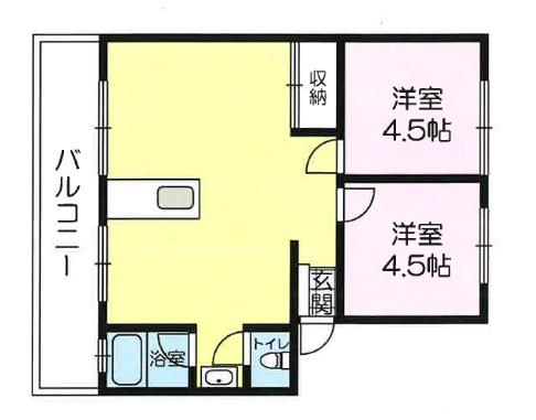 マンションリバーサイド(2LDK/2階)の間取り写真