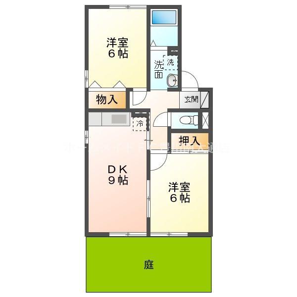 セジュール南 B(2DK/1階)の間取り写真