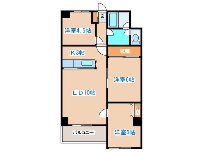 ディアプラザ宮の森(3LDK/2階)の間取り写真
