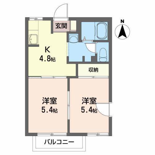 ヴィオラSIN B(2K/2階)の間取り写真