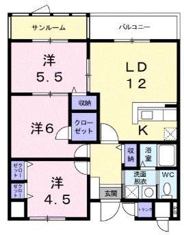 パールヒルズ入江町(3LDK/7階)の間取り写真