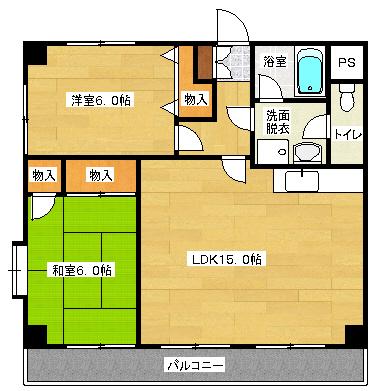 コンビデンス西本(2LDK/3階)の間取り写真