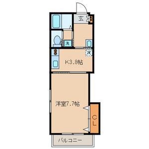 カサブランカN(1K/2階)の間取り写真