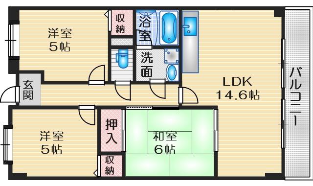 ニチゴマンションII(3LDK/5階)の間取り写真