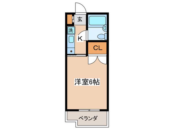 ホウエイ(1K/2階)の間取り写真