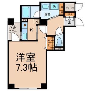 ロアール二子町(1K/3階)の間取り写真