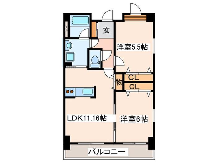 アビティ砧(2LDK/1階)の間取り写真