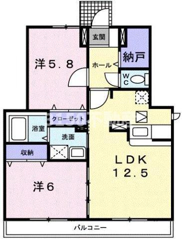 エトワール・F(2LDK/1階)の間取り写真