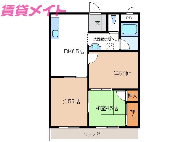 セピアロード(3DK/3階)の間取り写真