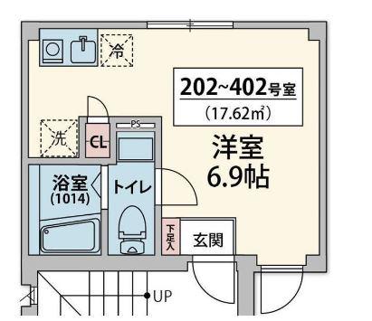 シェルブルー大井町(ワンルーム/3階)の間取り写真