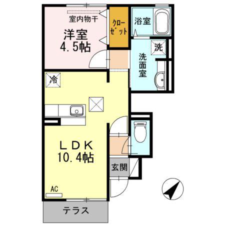 HARARAN CASTLE(1LDK/1階)の間取り写真