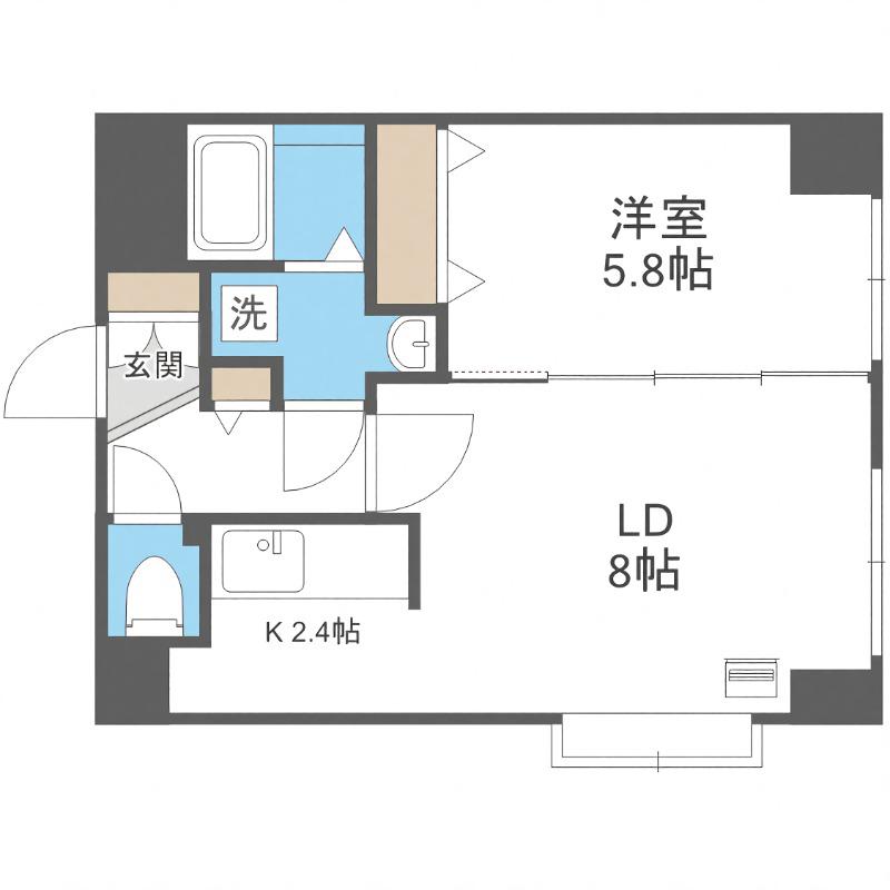 ノースパレス福住壱番館(1LDK/2階)の間取り写真