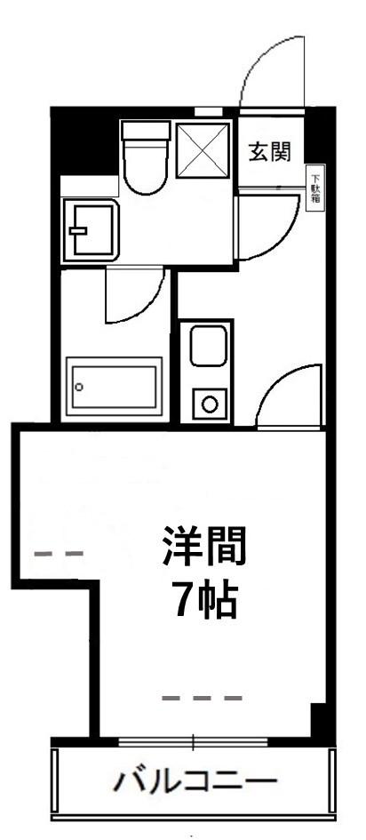 サンリバーハイツ(1K/1階)の間取り写真
