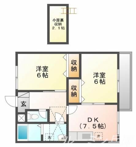 サンセール3(2DK/2階)の間取り写真