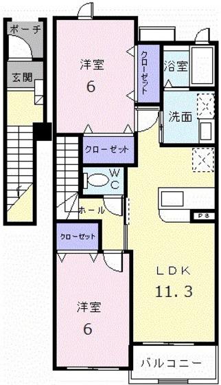 グレイトビューFUJI(2LDK/2階)の間取り写真