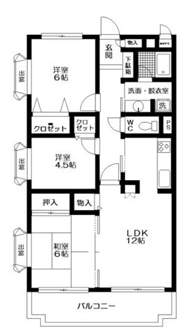 日神パレステージ深谷(3LDK/4階)の間取り写真