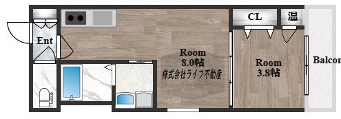 ルミエール弥刀(1LDK/2階)の間取り写真