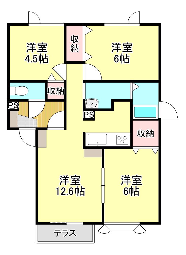 ラブリィーII(3LDK/1階)の間取り写真